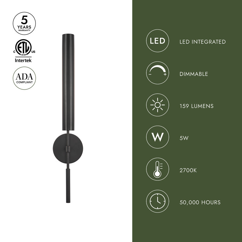 Astrid 1 - Light LED Bath Sconce, Urban Bronze