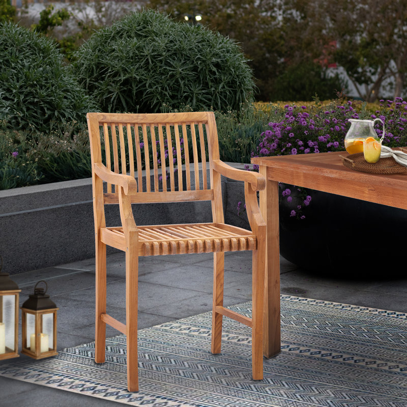 Castle Outdoor Teak Bar Stool