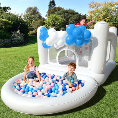 Alieencastle PVC Inflatable Bounce House with Ball Pit & Detachable Air Cushion, Dry/Wet Use, for Toddlers & Kids Under 6