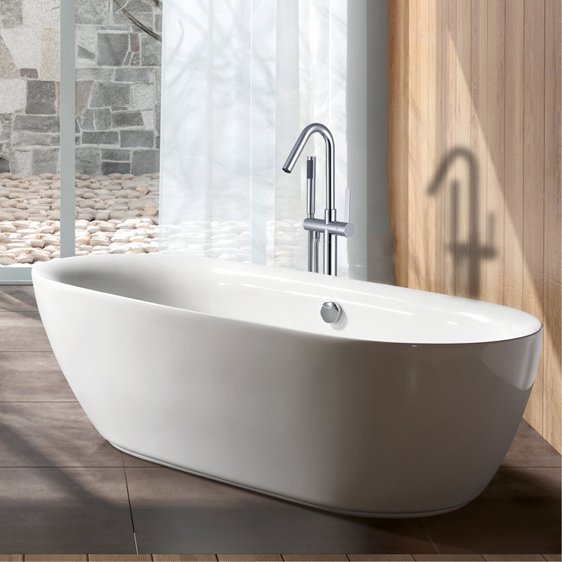 Freestanding Bathtub Faucet with Hand Shower, Chrome