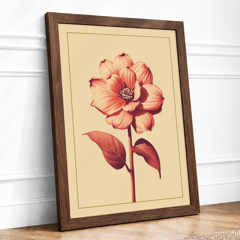 Single Bloom Study Botanical - Framed Print, Walnut, A3 - 42.0 x 29.7 cm