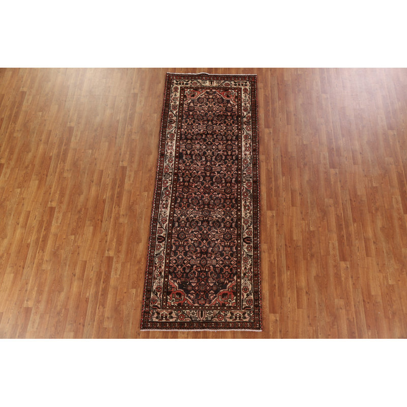 Tapis de couloir géométrique persan à motif géométrique noué à la main 4 x 10