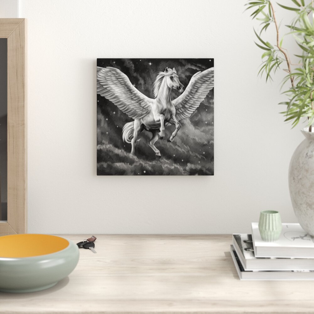 Leinwandbild Weißer Pegasus mit Engelsflügel