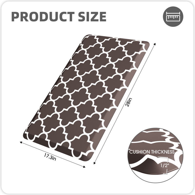 Tapis de cuisine anti-fatigue antidérapant, Brun, Rectangle l 17 po x L 28 po