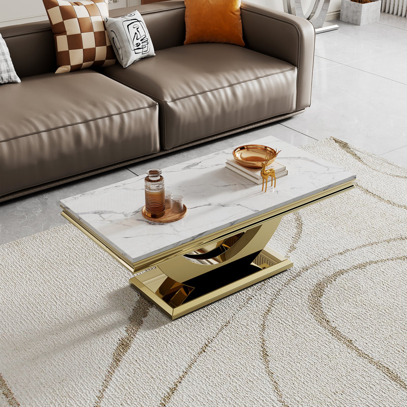 Table basse Dijoun, Blanc, Or