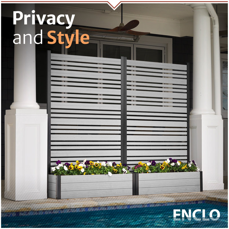 6ft H x 3.8ft W x 1ft L (1 Screen w/Planter) Freestanding Enclo Florence Patio Privacy Screen With Planter Box, Privacy Planters for Patio, Privacy Wall Outdoor Privacy Screen