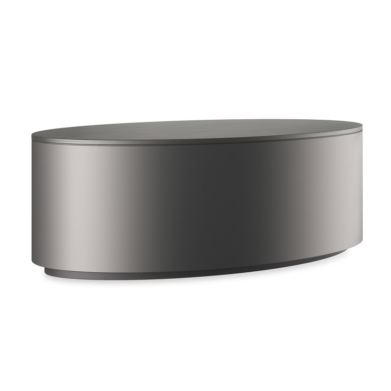 Deep Bronze Oval Metal Cocktail Table with Hidden Casters