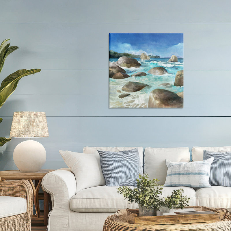 Roches à marée basse sur toile de rivage, design par Mauro Devereaux, H 30 po x l 30 po