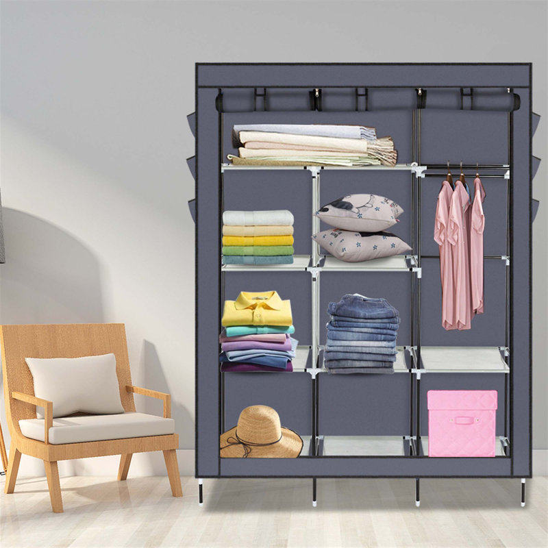 Garde-robe en tissu 69 po, Gris