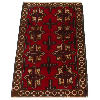 Lynnisha One-of-a-Kind 2'11" X 4'9" New Age Wool Area Rug in Dark Red