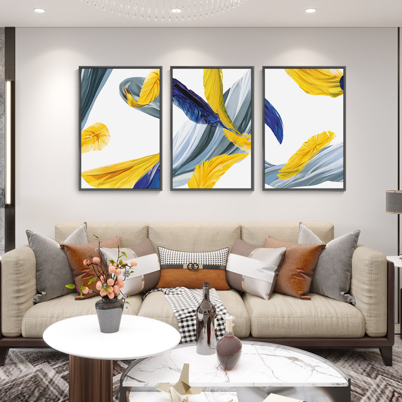 "Abstract Lines", art mural encadré en aluminium, H 24,3 po x l 48,3 po x P 1,65 po, Cadre noir