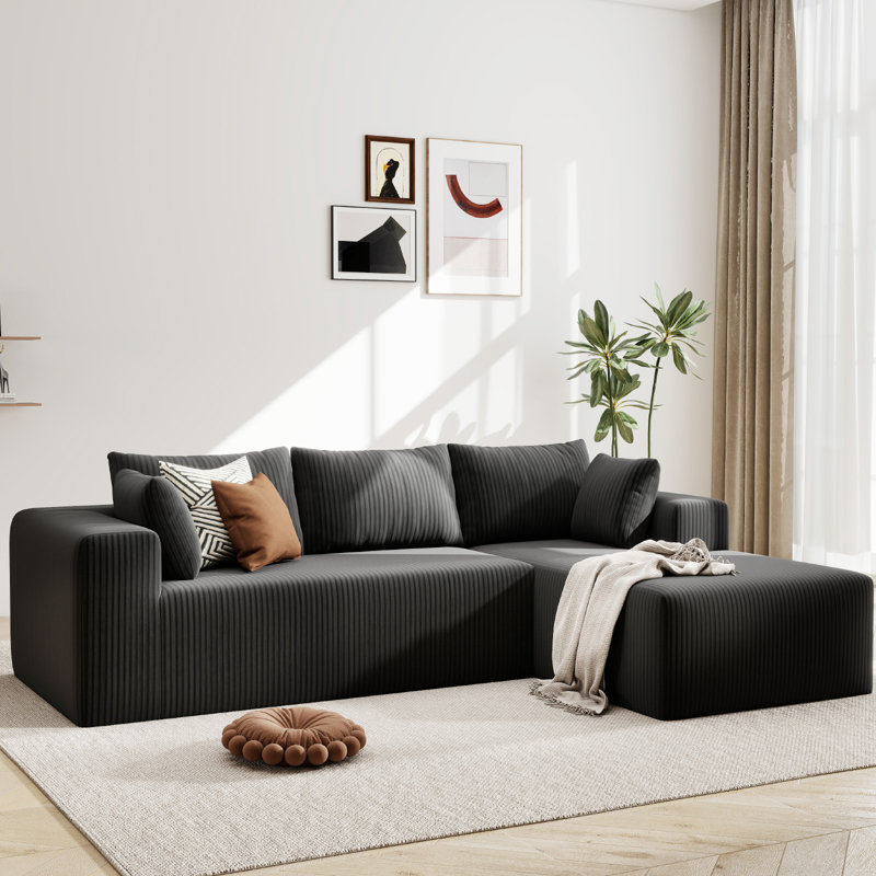 Boneless 105.5 ''Modular Sectional Sofa Couches L-Shape Couch 3 Seat Modular Sofa Memory Foam Sectional Couches For Living Room