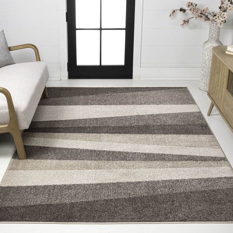 Howden Geometric Striped Beige/Brown Rug, Rectangle 7'10" x 10'