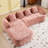 Chenille L-Shaped Sectionals Sofa With Four Pillows-1762541896