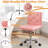 Lavdi Pink Armless Office Desk Chair Modern Tufted Task Chair Faux Leather Upholstered Computer Chair with Adjustable Seat Height-572833966