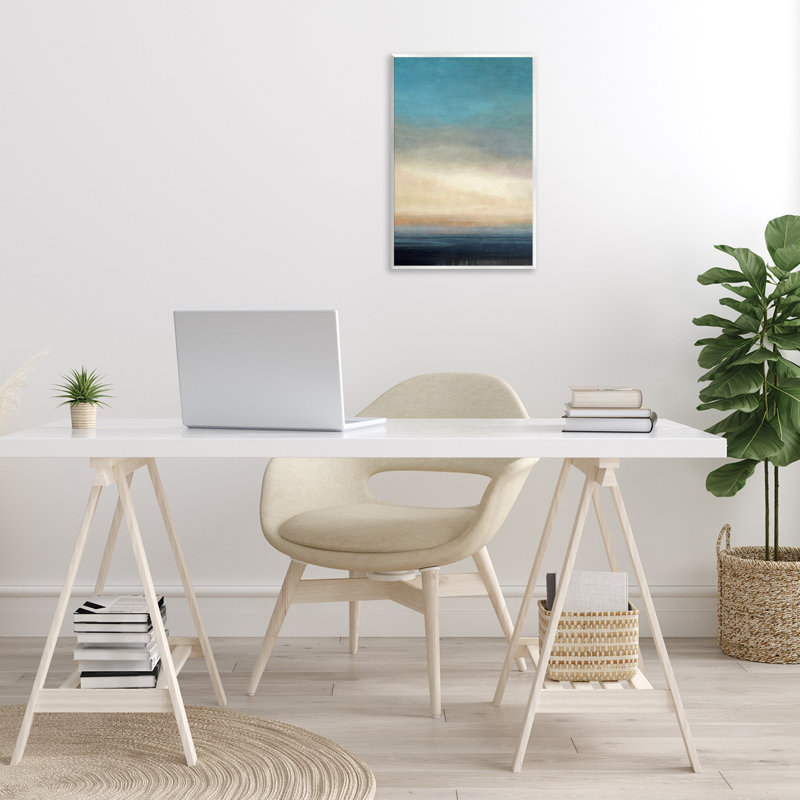 Art mural abstrait bleu profond par Suzanne Nicoll, H 19 po x l 13 po