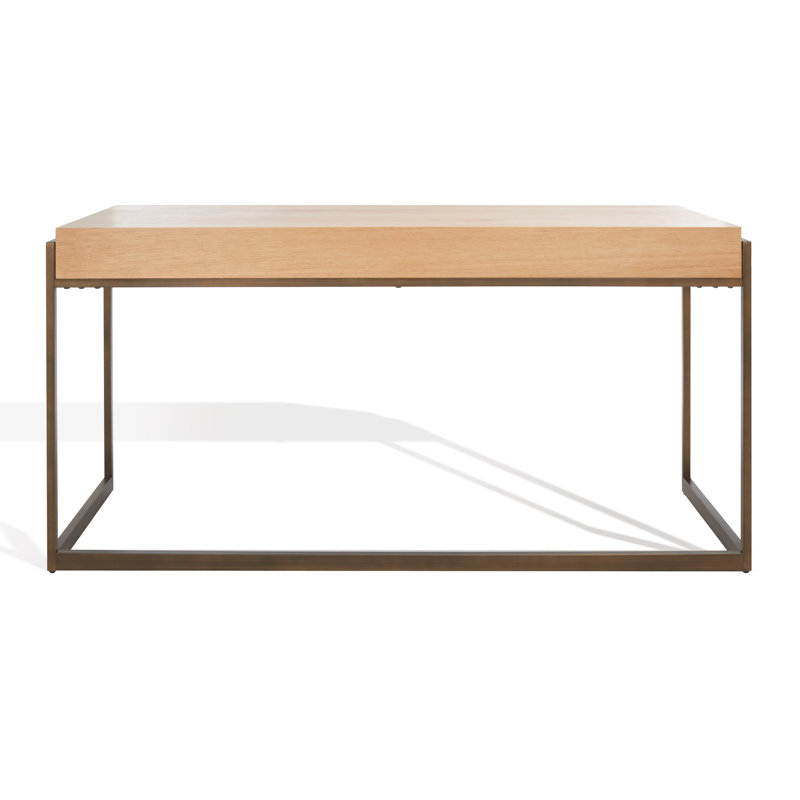 Vera Solid Wood Writing Desk, Walnut/Antique Brass