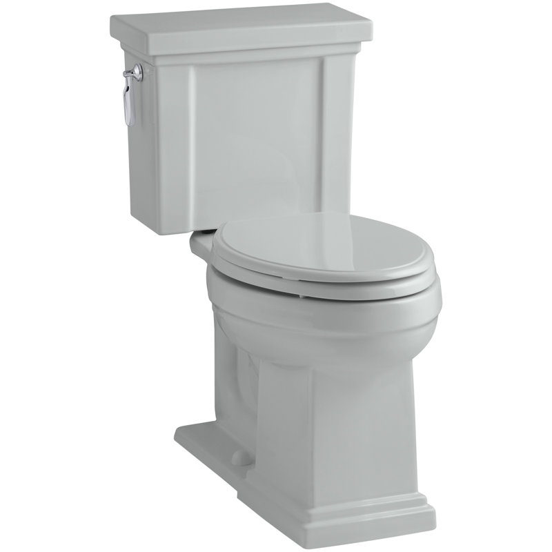 Tresham 1.28 GPF Water Efficient Elongated Two-Piece Toilet (Seat Not Included), Ice Gray, Left-Hand