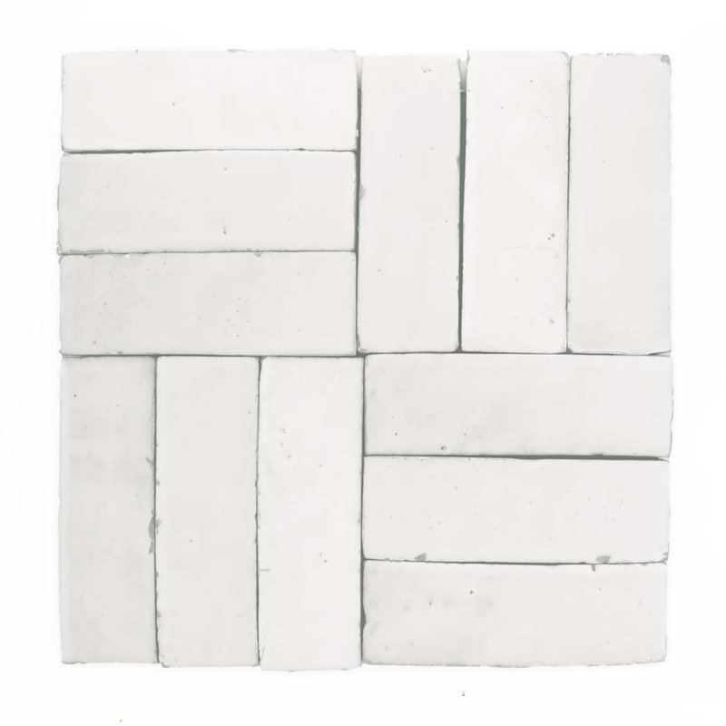 Zellige glacé Bejmat mince en blanc neige (13 mm), Meringue