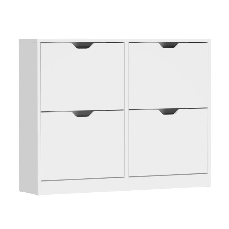 Shoe Storage Cabinet with 4 Flip-Out Drawers