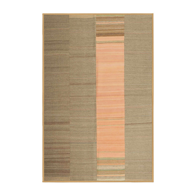 Tapis gris/pêche contemporaine, Rectangle 3 pi x 5 pi