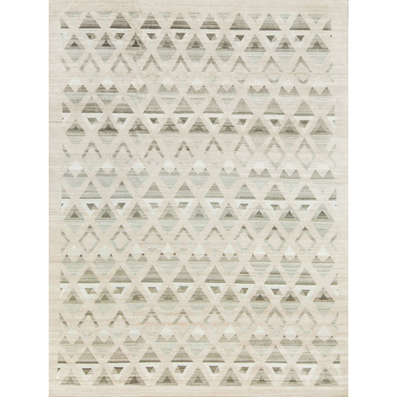 Tapis naturel et beige noué à la main de haute qualité, Rectangle 6 pi x 9 pi