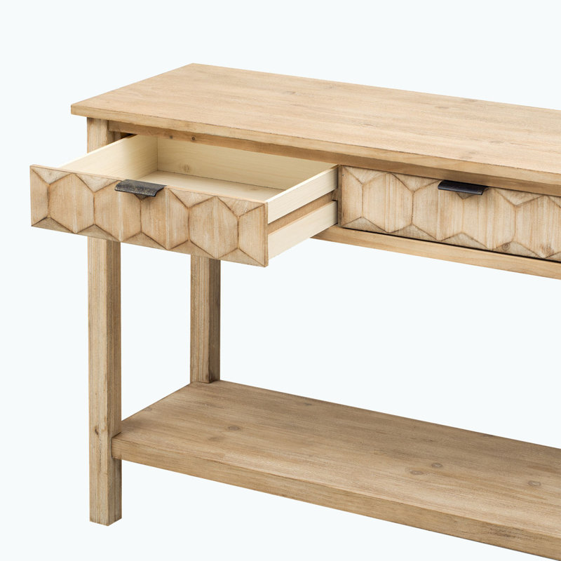 Commode à 3 tiroirs en bois l 60 po, Naturel