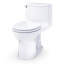 TOTO Ultramax One-Piece Round 1.6 GPF Universal Height Toilet with CEFIONTECT and SS113 SoftClose Seat, Cotton White - MS603113CSFG#01