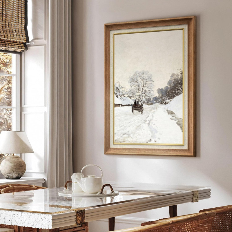 Winter " Winter Snow Wagon Countryside ", Natural Framed, No Mat