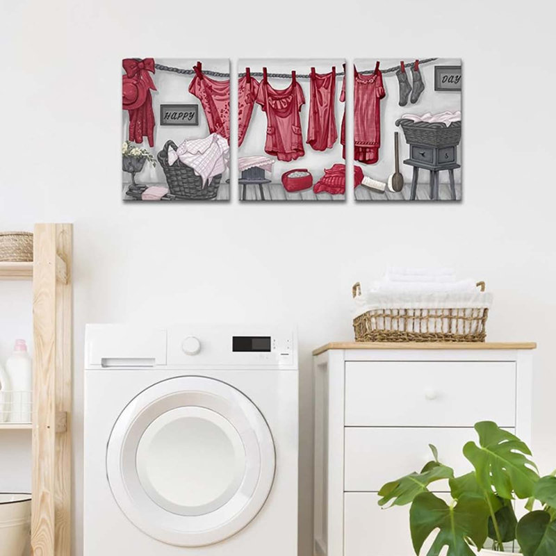 3 Piece Wrapped Canvas Print, Red