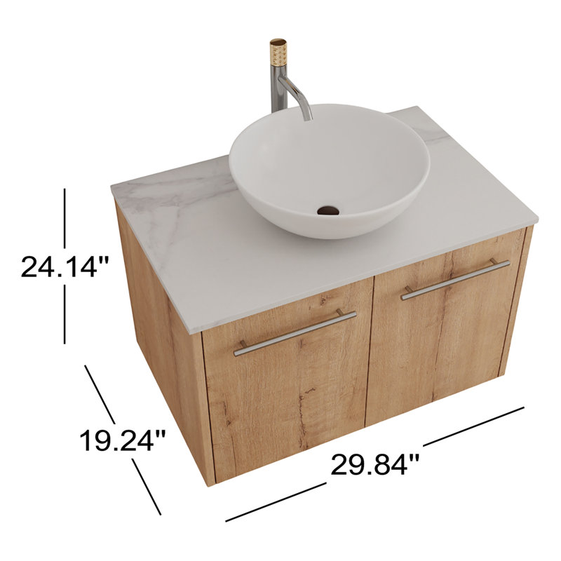 Kartar 29.84 " W Free Standing Wall Mounted 1 Single Vanity Bathroom Vanity With Stone Top