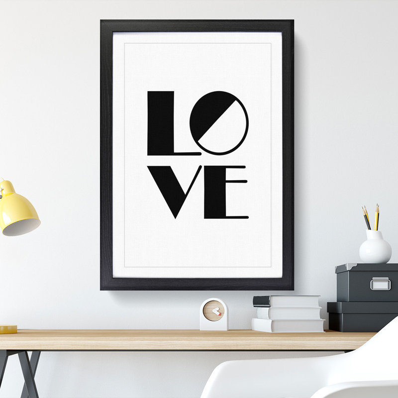 Love Block - Picture Frame Typography, 90cm H x 65cm W x 2cm D, Black Framed