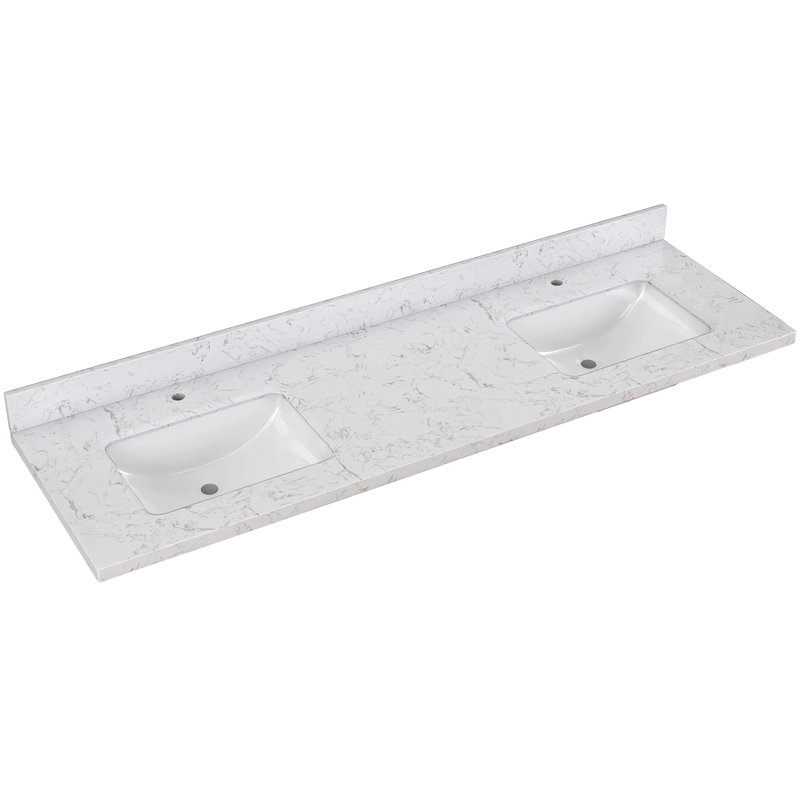 66 po X P 22 po D Comptoir de salle de bain rectangulaire en marbre blanc cultivé