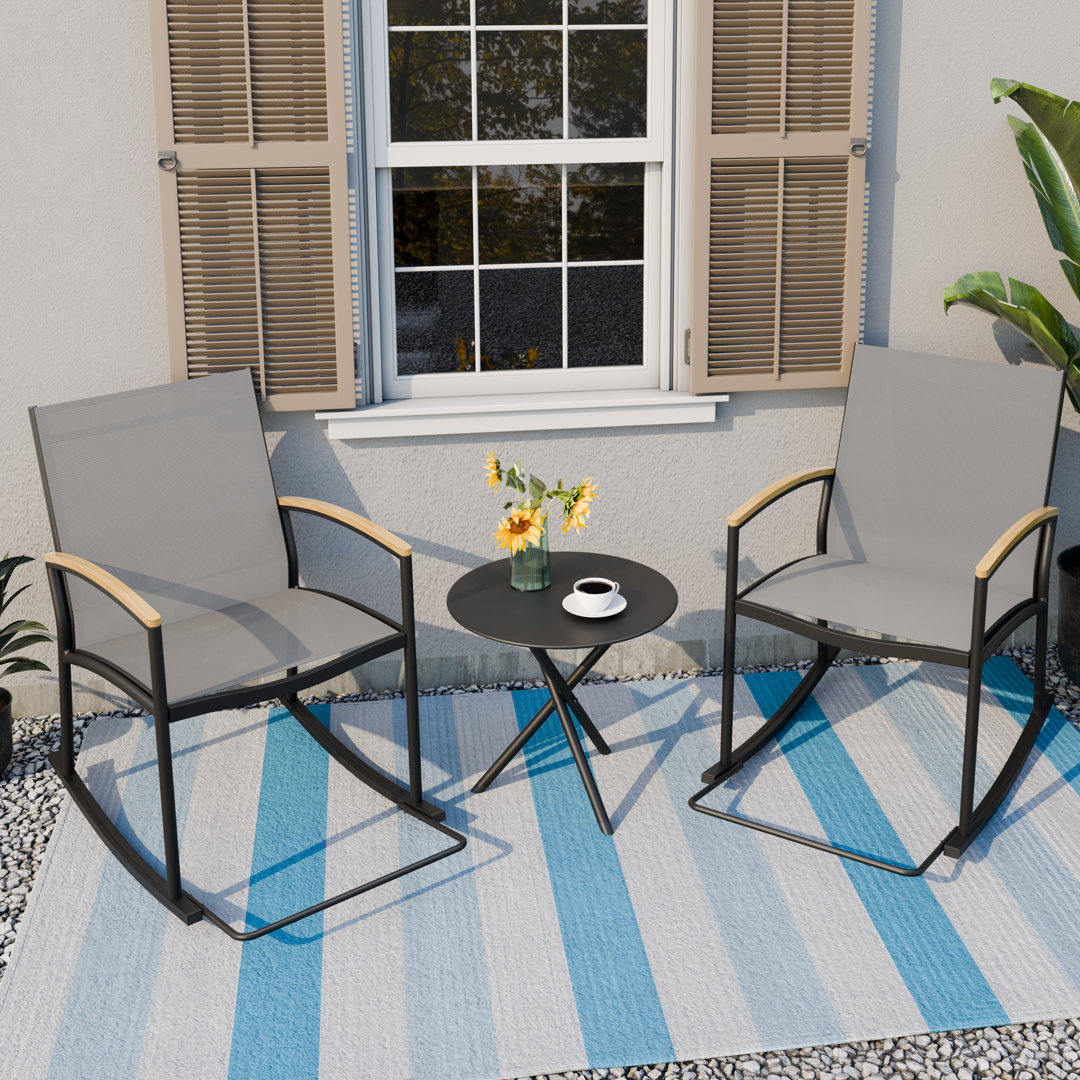 Brianni 2 - Person Outdoor Patio Rocking Set Wade Logan® 