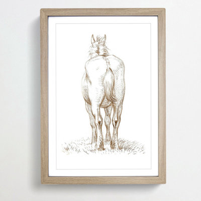 Rear of a Horse by Jean Bernard - Picture Frame Drawing Print