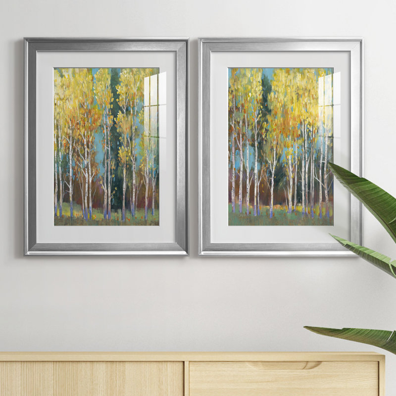 Aspen Grove I, reproduction encadrée de qualité supérieure - prête à être accrochée, Argent, H 30,5 po x l 22,5 po x P 1 po