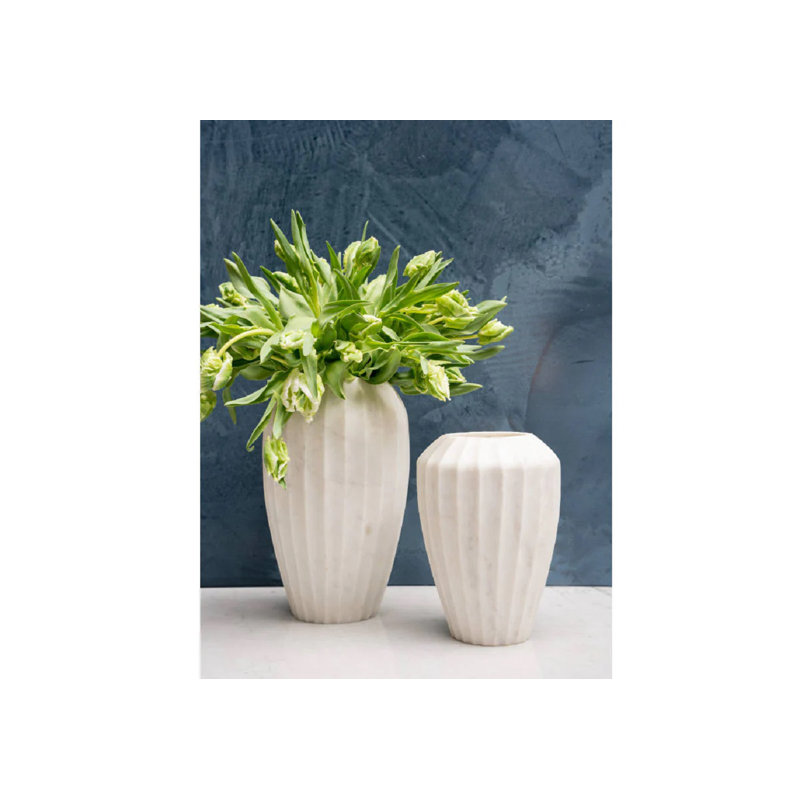 Flora Handmade Marble Table Vase, 13" H x 8" W x 8" D