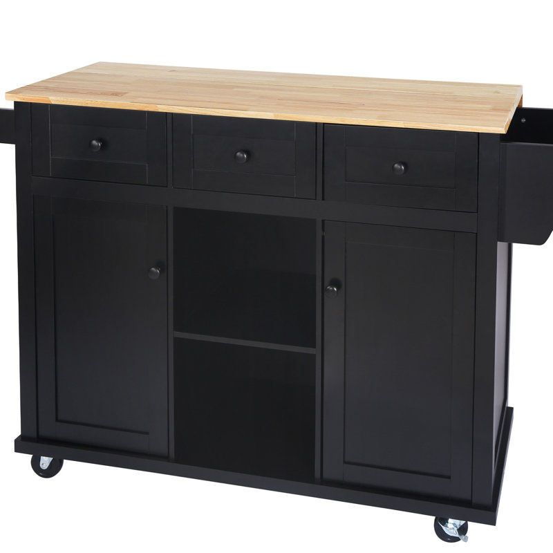 Space Kitchen Cart With Metal Support And Drawer Storage Black Cabinet Frame - Drop, Black