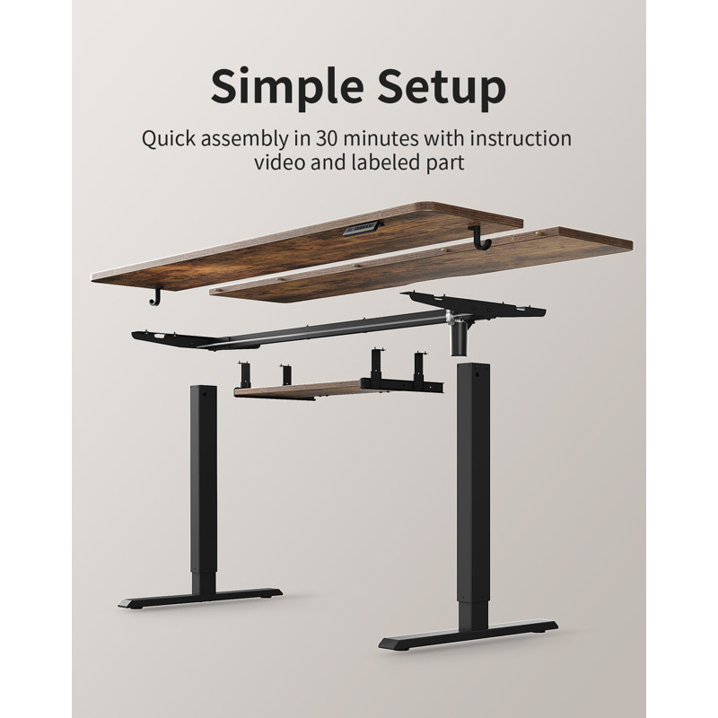 Iya Adjustable Metal Base Standing Desk, 46'' H x 63'' W x 24'' D