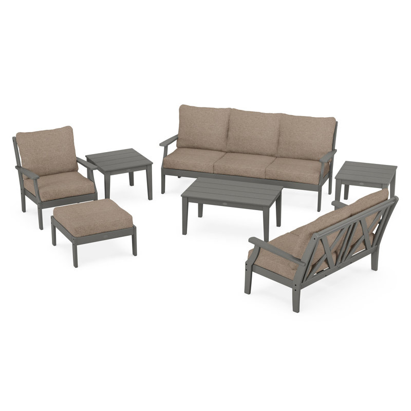 Braxton 7-Piece Deep Seating Set, Slate Grey, Spiced Burlap