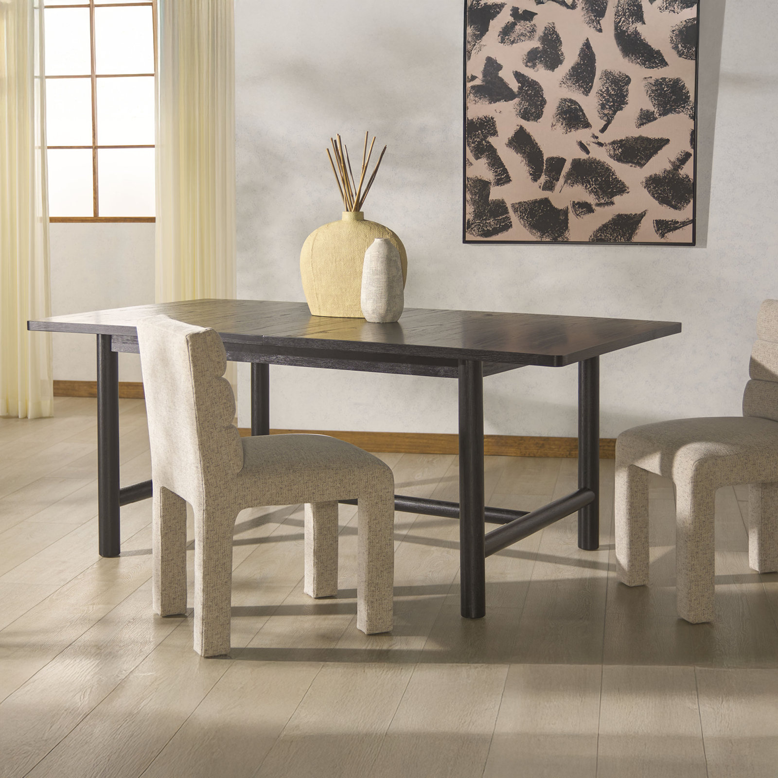 Kaplan 76" Extendable Dining Table, Black