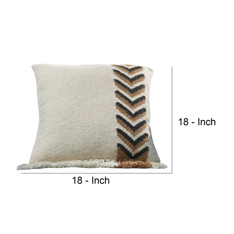 Multicolor Cotton Euro Pillow Cover with Herringbone Design