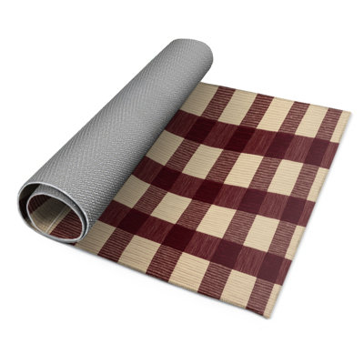 Tapis d'intérieur et d'extérieur à carreaux rouge