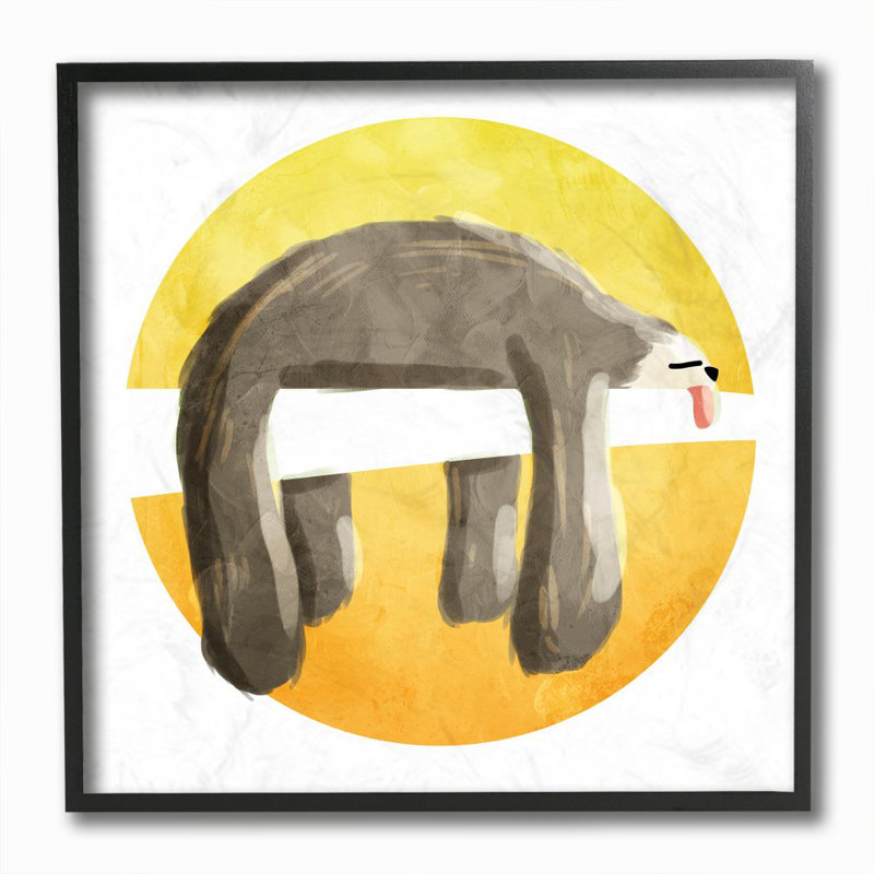 «Sleeping Tree Sloth Ex Bouted Jungle» par Milli Villa - impression d'art graphique, Giclée encadrée noir minuit