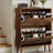 Modern Independent Shoe Cabinet, 31.5-inch Walnut Shoe Storage Cabinet,, Fence Shoe Cabinet with 2 Flip Drawers
