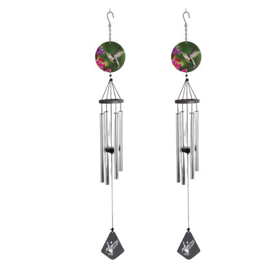 "2-PC Gift Set" ICE ARMOR 24" Long 5-Ring Polyresin Dolphin Wind Chime Figurine Statue Sculpture Ornament Decoration Home/Room/Garden Decor for Housewarming, Holidays, Christmas Special