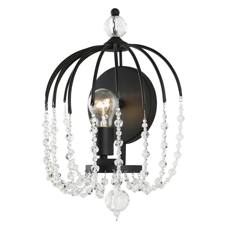 Voliere 1-Lt Crystal Wall Sconce - Matte Black