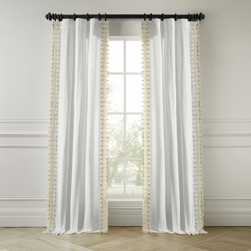100% Cotton Semi Sheer Curtain Single Panel, 50" W x 96" L, White