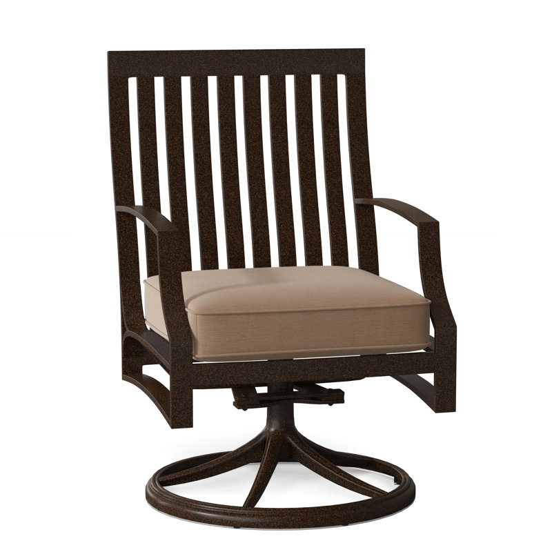 Seal Cove Outdoor Dining Armchair, Chestnut Brown, Brisa Charcoal Distressed Faux Leather