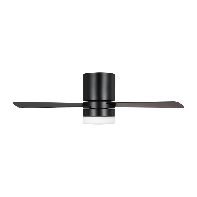Kris Ceiling Fan with LED Lights, Midnight Black, Midnight Black/American Walnut, 44"